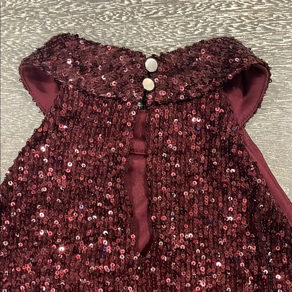 Women’s Cable & Gauge Burgundy Sequin Halter Top Size Small - Picture 7 of 12